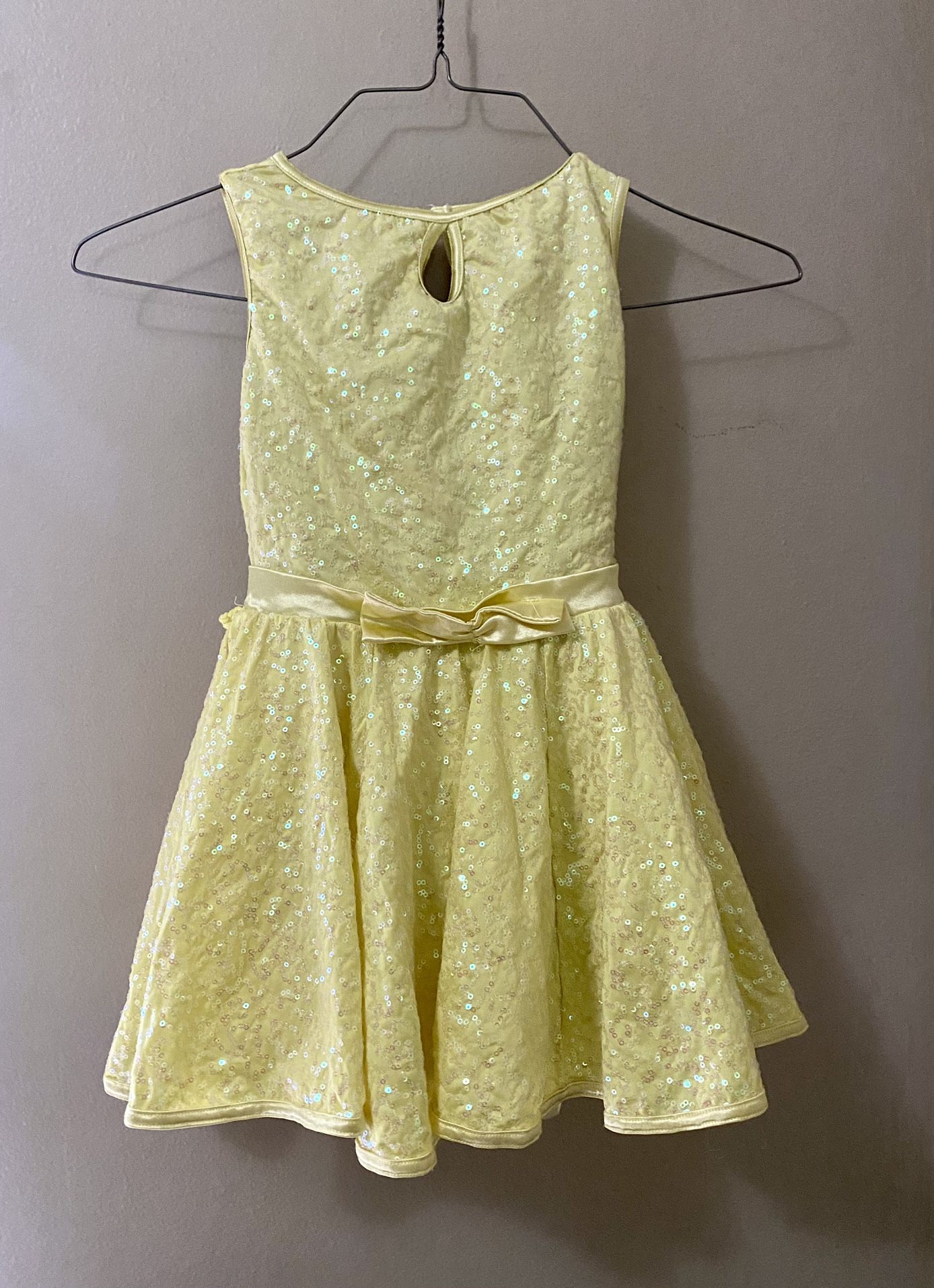 Weissman Dance Recital Costume IC Child 7/8 Yellow Sleeveless Sequin Dress Tulle