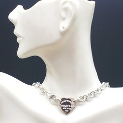 Tiffany & Co. Sterling Silver Heart Tag Chain Link Choker
