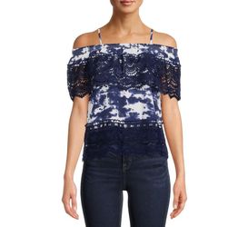 No Boundaries Junior Off the Shoulder Woven Top Size S