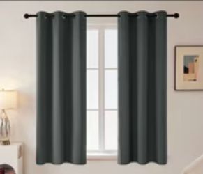 Blackout Curtains for Living Room, Thermal Insulated Solid Window Panels, Room Darkening Drapes for Bedroom/Kitchen, 2 Pieces. Dark Grey. 42x40 inch