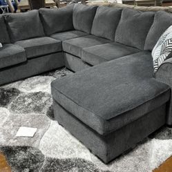 Large Grey Sectional Sofa Couch 