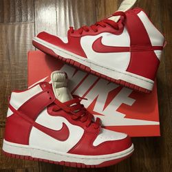 Size 8.5 Womens / 7Y  Mens /Boys Nike Dunk High Championship Red