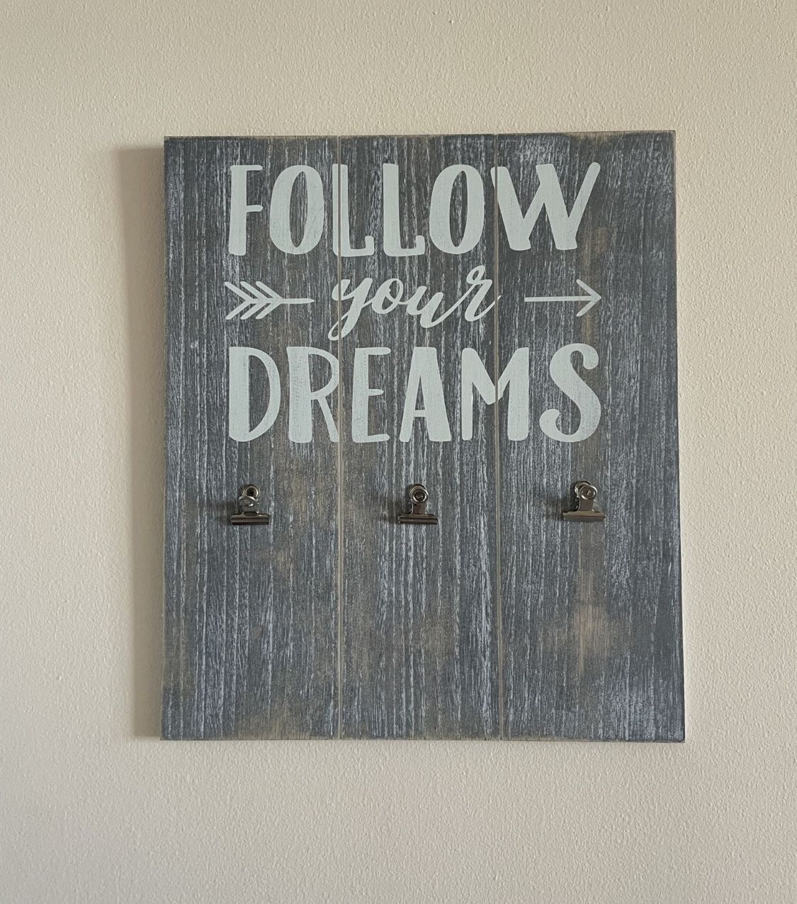 Wall Art Picture Sign Follow Your Dreams Clip Board