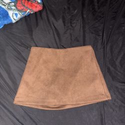 Brown Suede Mini Skirt 