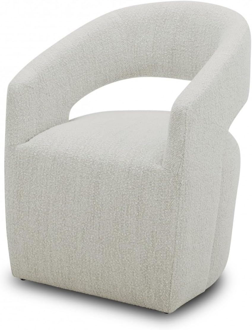 HomeRoots 26" Cream Textured Polyester Modern Arm Chair