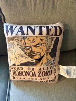 One Piece Wanted Poster Plush Pillow Miniso Roronoa Zoro Bounty Anime