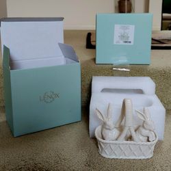 Lenox Wicker Creek Bunny Salt & Pepper Set, NEW