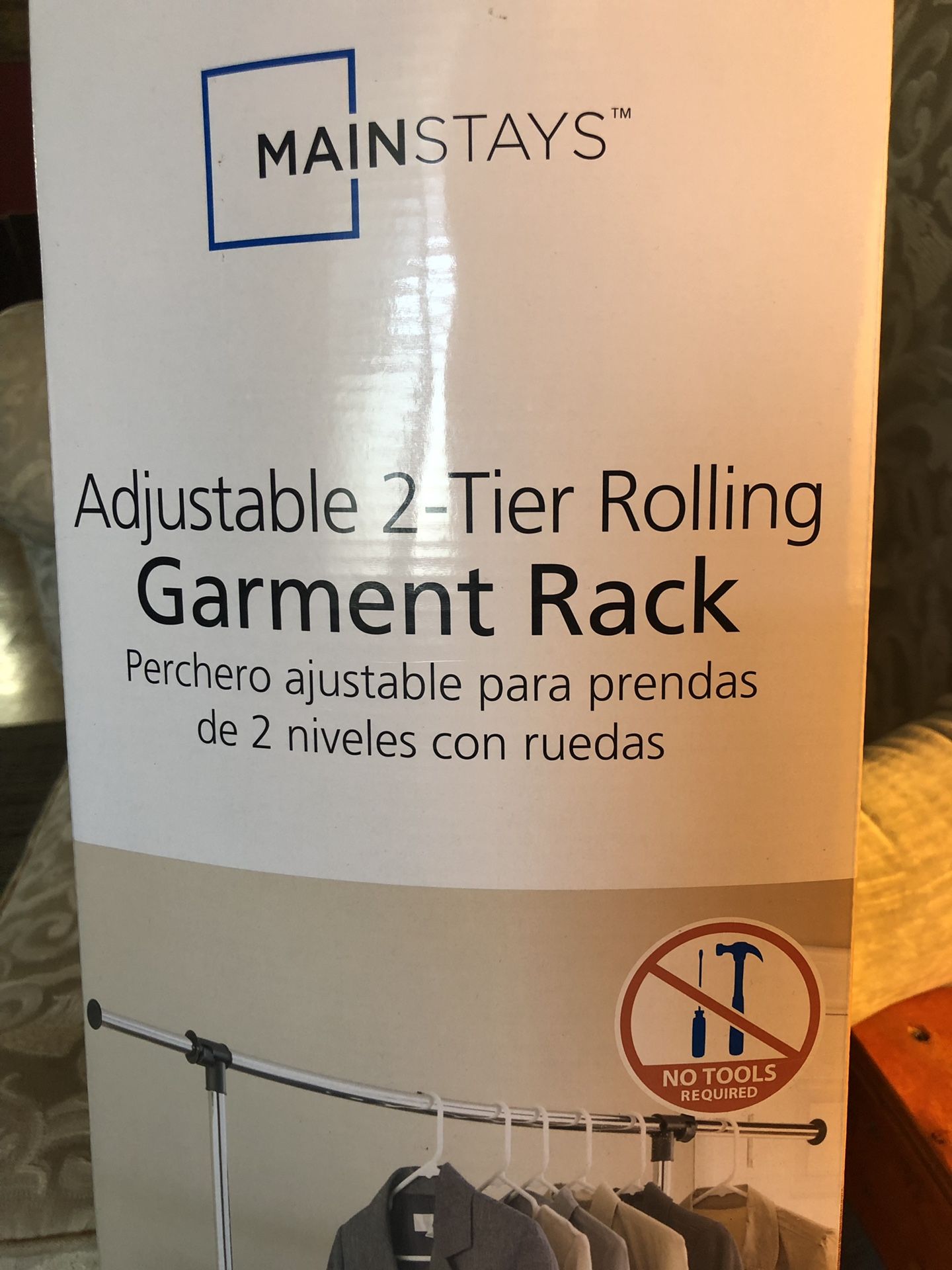 Adjustable 2 tier Rolling Garment Rack
