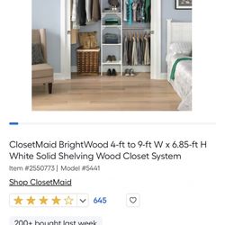 ClosetMaid BrightWood 4-ft to 9-ft W x 6.85-ft H White Solid Shelving Wood Closet System