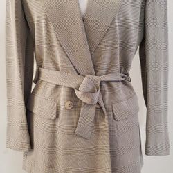 SIZE 6 WOMAN'S 2~PIECE "BROWN/BEIGE GLEN PLAID"  SKIRT SUIT w/BELT ..... ONCE WORN ..... $150.