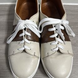 Men’s Bontoni Beige & Brown Leather Sneakers