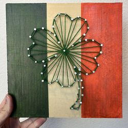 shamrock Irish flag st paddy’s nail embroidery thread art