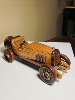 Beautiful Vintage 12” Multicolor Wooden Roadster Car. Really Nice