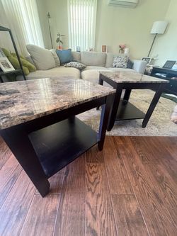 Marble Top End Tables Set of 2