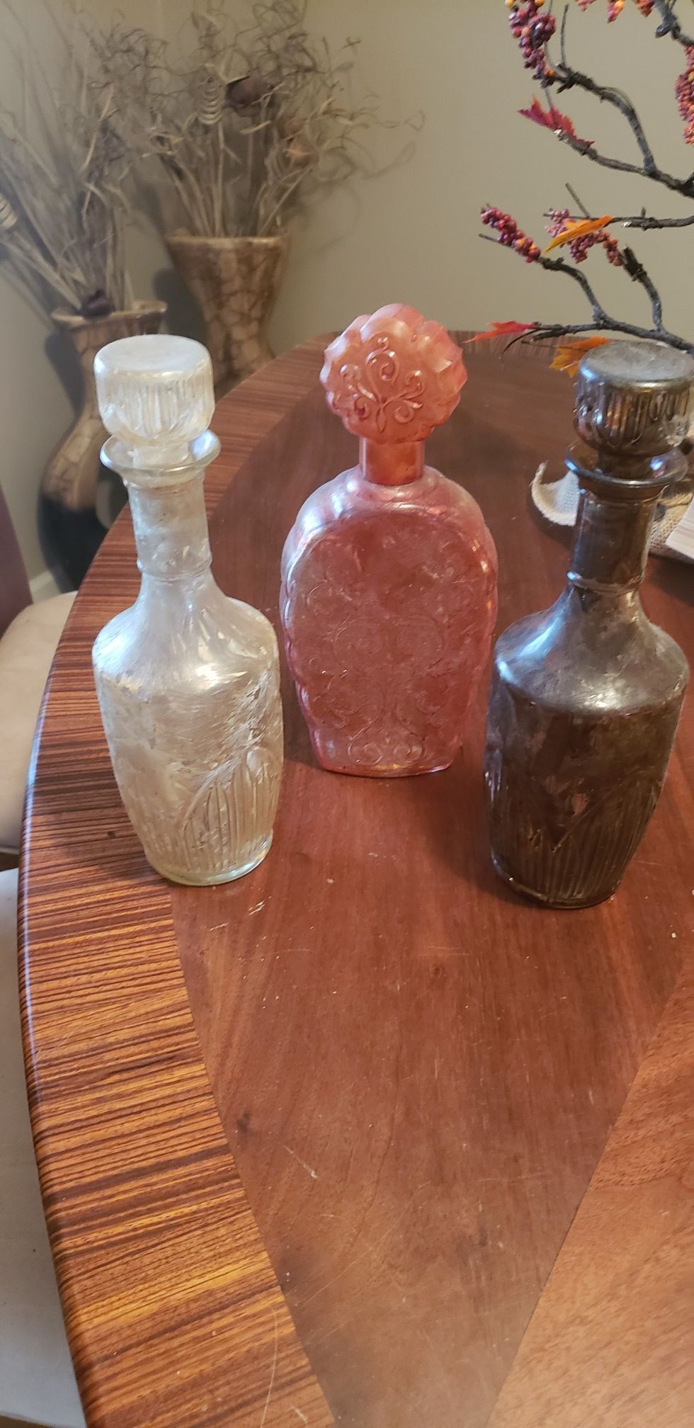 Distress glass bottle decor