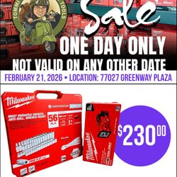 ONE DAY ONLY: Milwaukee M18 LED Search Light & 56-pc. Socket Mechanics Set