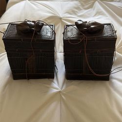 Indonesian Lombok Basket Woven Bamboo Carved