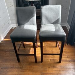 Gray Leather Bar Stools