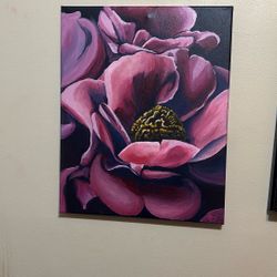 Acrylic Pink Peony Painting
