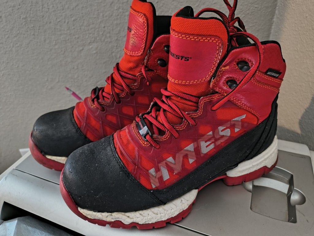 🥾 Men’s FootRests® 2.0 Charge 6" Hiker Work Boots – Red (Size 7.5) Fit Like 8 Or 8.5