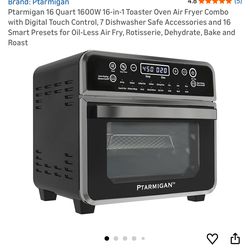 Ptarmigan 16 Quart 1600W 16-in-1 Toaster Oven Air Fryer with Digital Touch Control