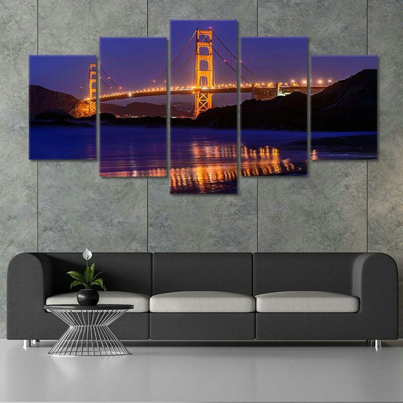 🔥San Francisco Skyline Golden Gate Bridge Canvas Wall Art 🔥Get It Here 👉StunningCanvasPrints,com👈