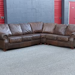 Brown Leather Sectional – Leather Center (Style: “Wyoming”) – Free Curbside Delivery