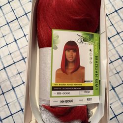 Brand New Red Brazilian Human Hair Blend Wig – Never Worn – Original Packaging