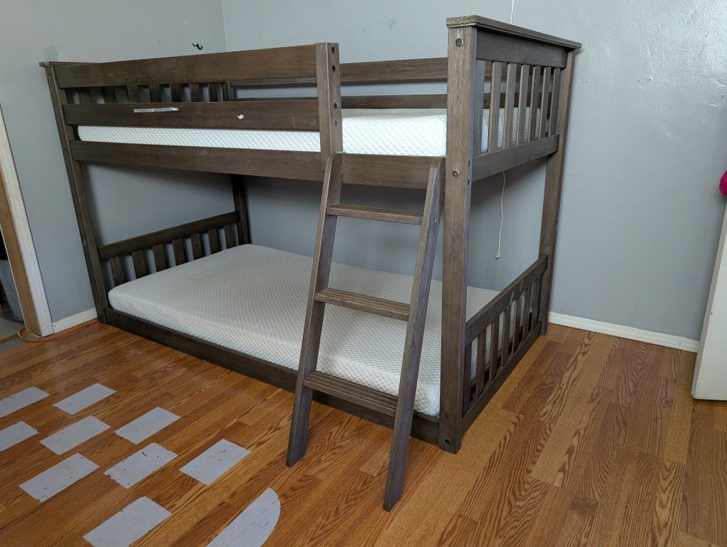 Twin Over Twin Low Bunk Bed Mattress Not Included