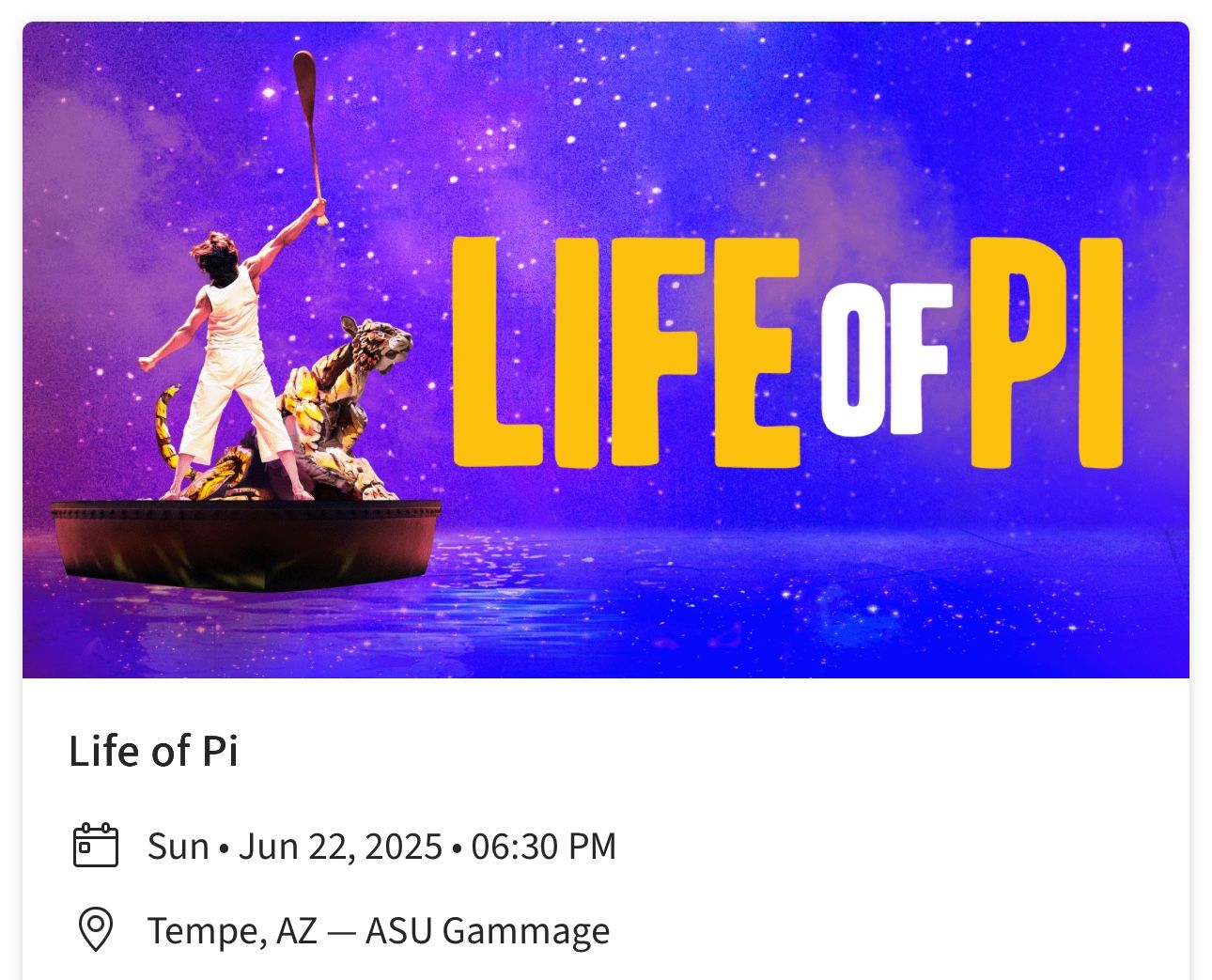 Life Of Pi At ASU Gammage