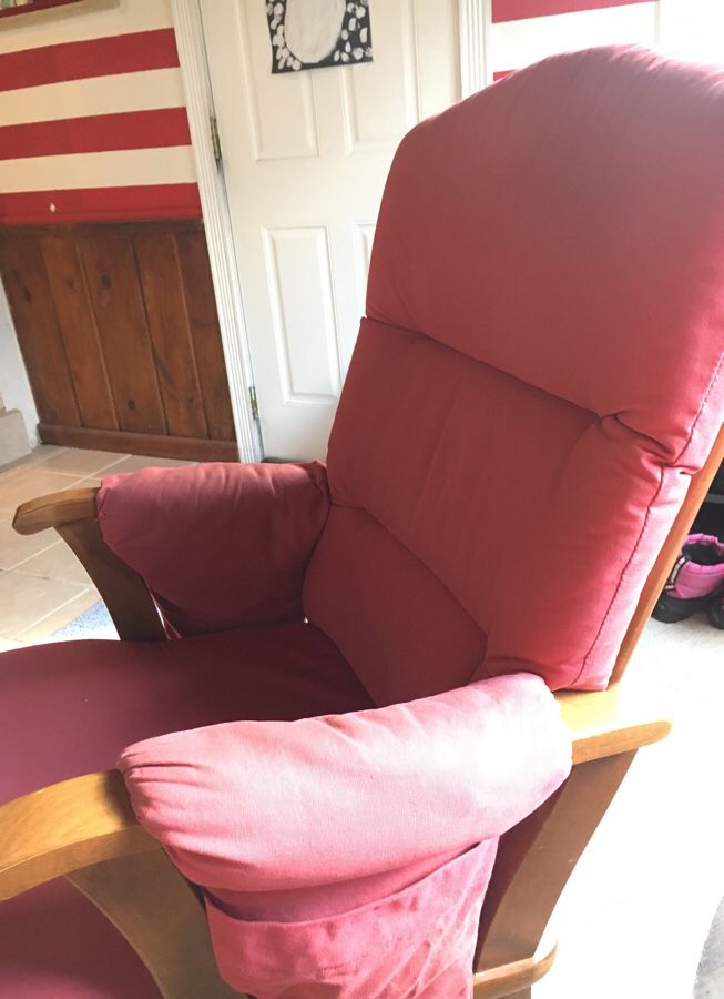 Dutailier glider and recliner rocking chair with rocking ottoman