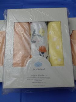 Cloud Island Muslin Baby Blankets 3-Pack