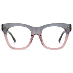 Tandy Rectangle Gray & Pink Acetate Eyeglasses w/ Clear Lenses