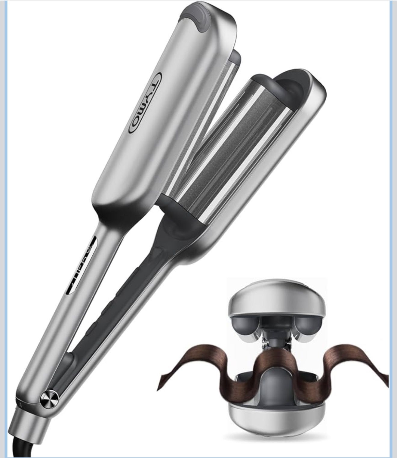 Curling Iron Hair Crimper Waver - TYMO ROVY Beach Waves Curling Wand, Ionic Deep Waver Hair Curler Tool with Ceramic 3 Barrel for Women, Dual Voltage,