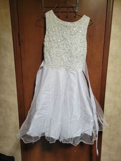 White Dress Silver Siquence On Top