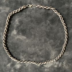 Sterling Silver 925 Mens Italy Rope Chain 20" 22.43 grams Lobster 1/4" 6mm Patina Plata