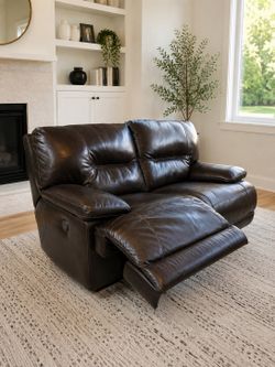 Dark Brown Power Reclining Leather Loveseat