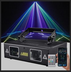 DJ Laser Light with App Control, 3D Animation Stage Laser Machine Projector, Support Custom Drawing, Text Playback, Personalized Program, DMX Music So