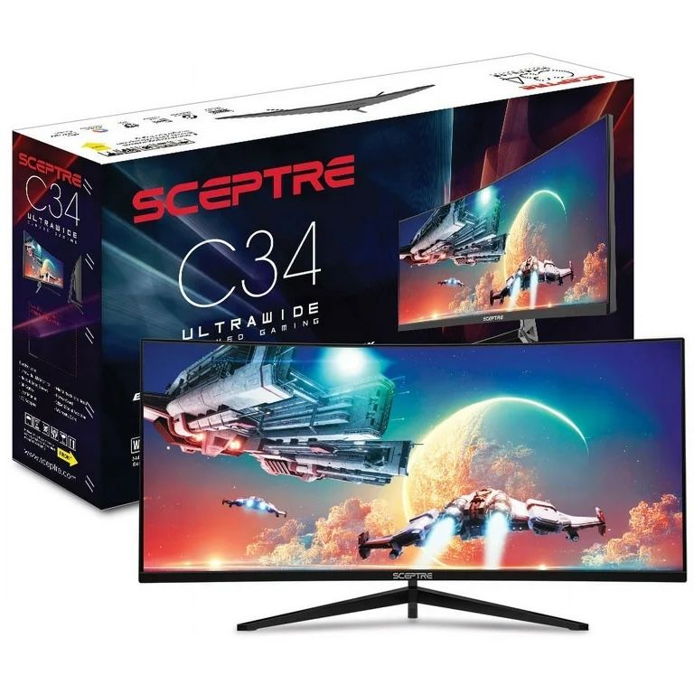 Sceptre 34-Inch Curved Ultrawide WQHD Monitor 3440 x 1440 R1500 up to 165Hz DisplayPort x2 99% sRGB 1ms Picture by Picture, Machine Black 2023 (C345B-