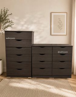 Grey 8 drawer dresser and 6 drawer chest bundle deal