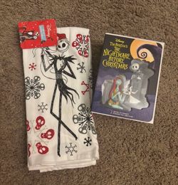 Nightmare Before Christmas Hallmark Ornament And Set Of Kitchen Towels