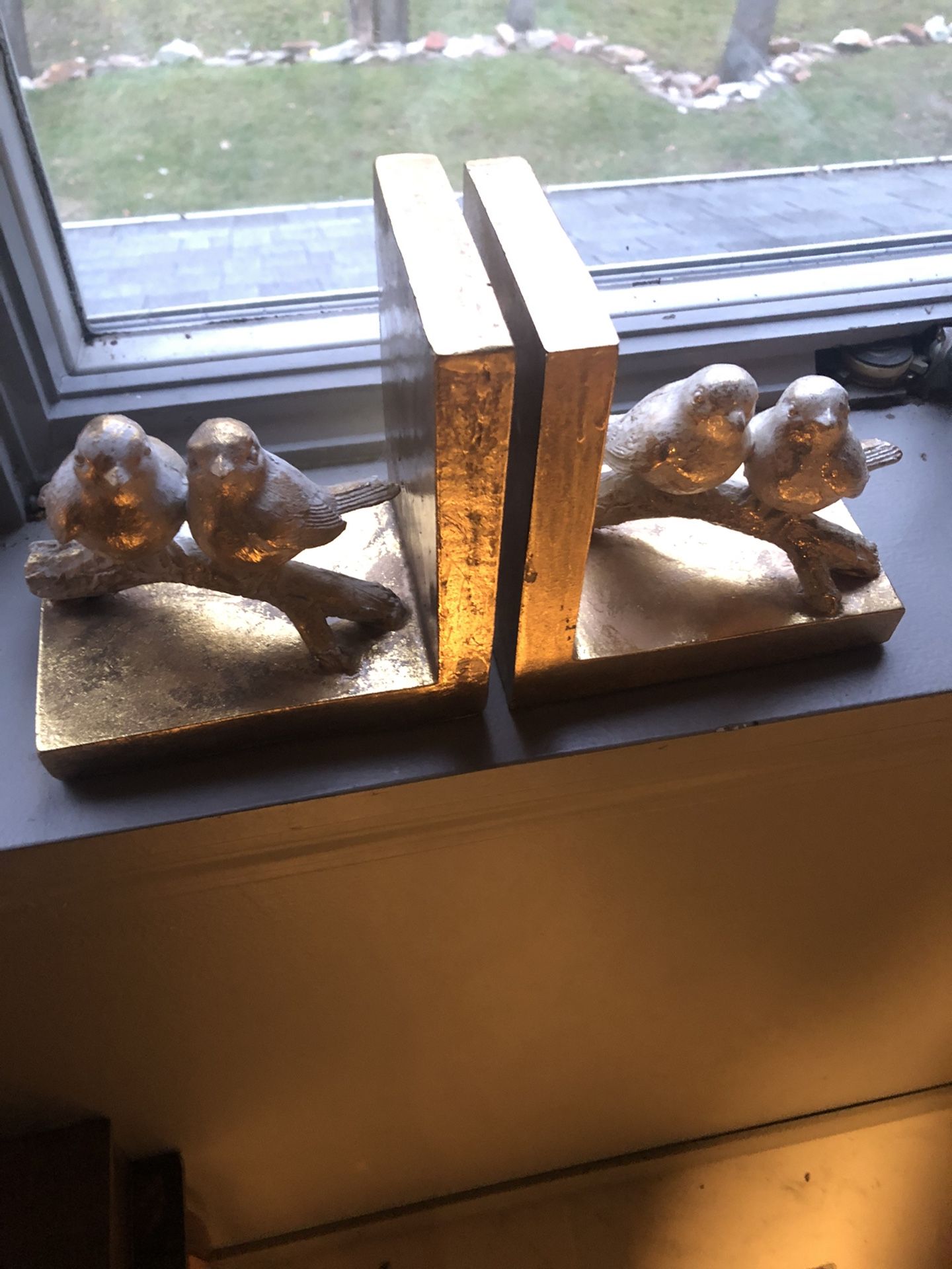 Gold Bird Book Ends