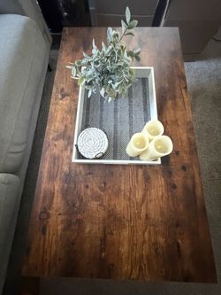 Industrial Coffee Table with Mesh Shelf