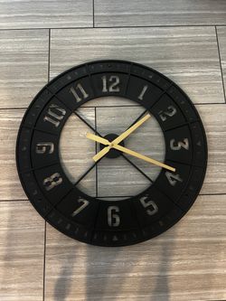 24” Metal Black And Gold Retro Rustic Large Clock Living Room Decor