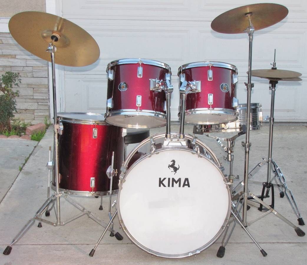 Kima Red Drum Set With Cymbals And Hardware