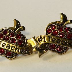 #1 Teacher Bejeweled Apple Pin Brooch Lapel Hat NWOT