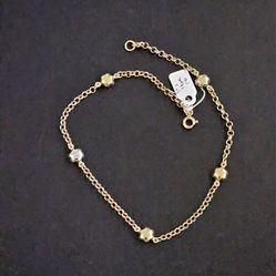 14k Gold Two Tone Anklet 10 Inch