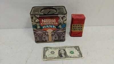 2 Vintage Advertising Tin Banks
