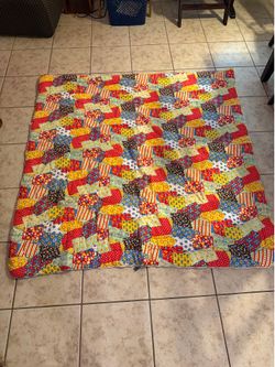Vintage 1970s Patchwork Quilted Sleeping Bag Reversible Camp Blanket Campcore Americana