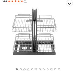 2 Tier 4 Shelf Blind Corner Pull Out Organizer Chrome Kitchen Cabinet Basket